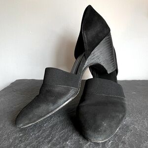 Eileen Fisher black suede heels Size 5.5 GUC